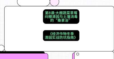 第8节：【大棚蔬菜草莓】闷棚清园与土壤消毒的&ldquo;桑拿浴&rdquo;，课程：《经济作物冬季清园&middot;实战防坑指南》#识农AI