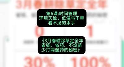 第6节：时间管理环境天敌，低温与干旱&mdash;&mdash;看不见的杀手，课程：《3月春耕除草定全年：省钱、省药、不烧苗、少打两遍药的秘密》